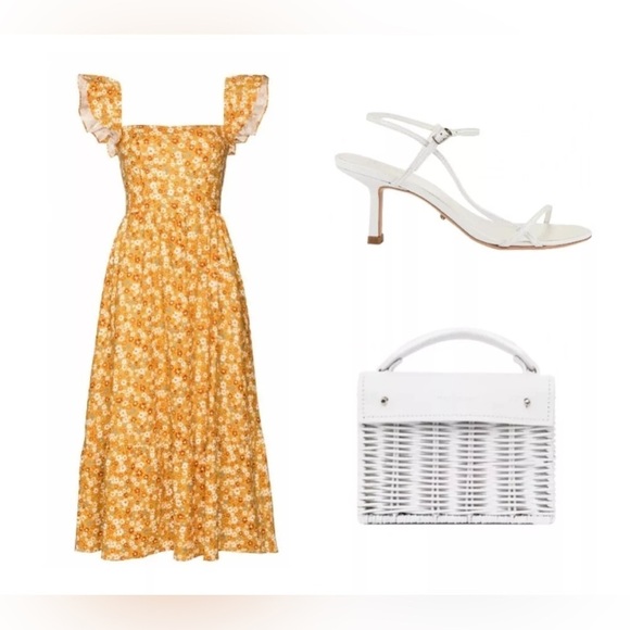 REFORMATION Lucila Linen Yellow Midi Dress 2 - Picture 2 of 10